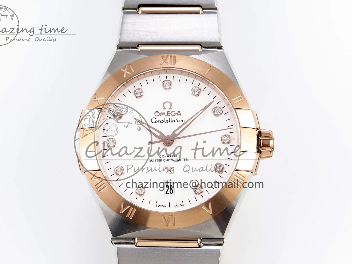 0414 Constellation 39mm SS RG ASWF 1:1 Best Edition White Diamonds Dial on SS RG Bracelet A Minimalist 7772